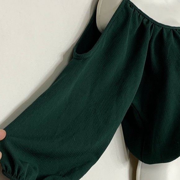 Chocolate Women Blouse Size Small hunter Green 3/4 Sleeve Elastic Waist Pullover - Picture 3 of 9